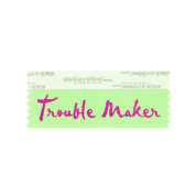 STRMANGPU_01 neon green trouble maker badge ribbon