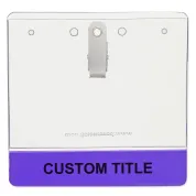 4" x 3" Custom Bottom Strip Vinyl Name Tag Holder, Clip, 2-Color Imprint