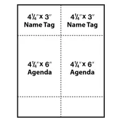 4-1/4" x 6" Name Tag/Agenda Paper Name Tag Insert, Blank, Pack of 500 Inserts