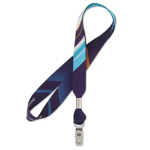 Lanyard With Id Holder Sets (purple+grey,2 Pack)- Flat Polyester Id Lanyard  With Retractable Badge Reel & Vinyl Name Badge Holder