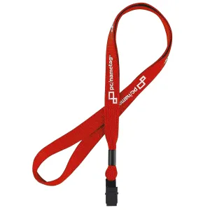 CLEPB red lanyard with logo and bulldog clip. custom event lanyards