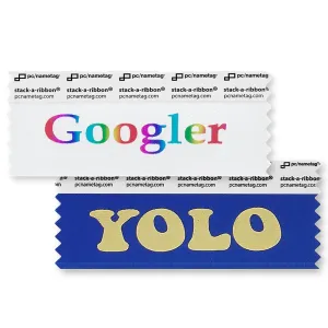 social media inspired conference name badge ribbons that are stackable