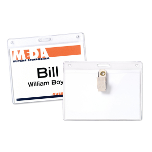 4" x 3" Preferred Vinyl Name Tag Holder, Clip/Slot