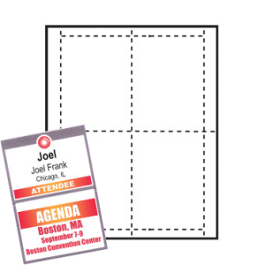 4" x 5-1/8" Vertical Paper Name Tag Insert, Imprinted, Pack of 50 Inserts