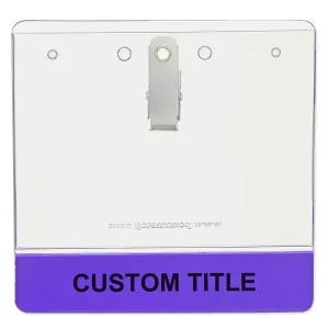 4" x 3" Custom Bottom Strip Vinyl Name Tag Holder, Clip, 2-Color Imprint