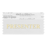 S3PRESWHGO_01 white presenter badge ribbon