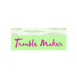 STRMANGPU_01 neon green trouble maker badge ribbon