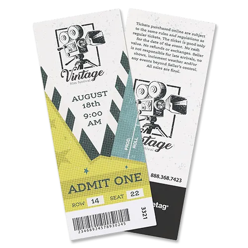 Custom festival tickets with tear off tab